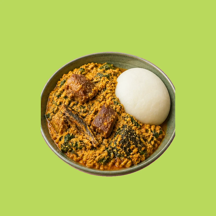 Egusi soup & pounded yam from Nigeria